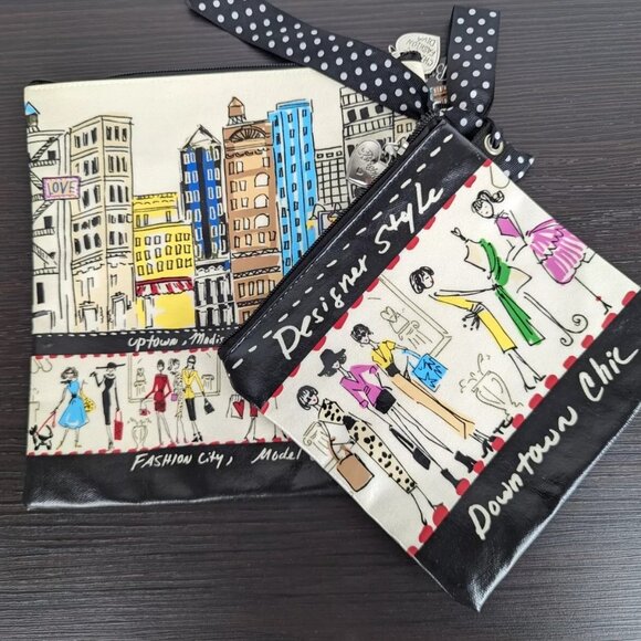 BRIGHTON  2 Piece -LG & SM Makeup Pouch Set. Coated canvas bags. VEUC. - Picture 1 of 9